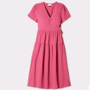 Universal Thread Elegant Pink Wrap Dress - size S